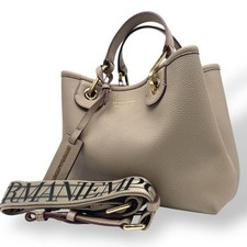 Bolsa de ombro Emporio Armani mão 2 vias logotipo MyEA marrom claro vintage autêntica, usado comprar usado  Enviando para Brazil