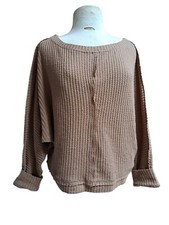 Blusa feminina She + Sky Waffle malha M marrom manga dolman boho camponesa Lagenlook , usado comprar usado  Enviando para Brazil