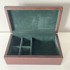 Joias de madeira com tampa caixa forro de veludo verde incrustado artesanato sensação suave 4x12” comprar usado  Enviando para Brazil