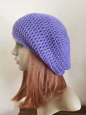 Gorro holgado tejido a mano boina sombrero lavanda púrpura otoño invierno unisex segunda mano  Embacar hacia Argentina