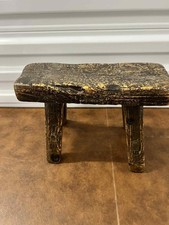 Banqueta de madeira primitiva rústica fazenda mini banco esculpido à mão madeira display elevação comprar usado  Enviando para Brazil