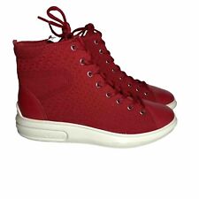 Nowe Ecco Soft 3 Hi Top Tkanina Sznurowane czerwone Sneakersy Buty Damskie Rozmiar 10-10.5/41 na sprzedaż  Wysyłka do Poland