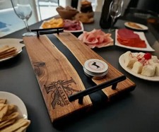 Charcutaria/tábua de servir/bandeja de rio epóxi nogueira preta | Decoração para casa | Pessoal comprar usado  Enviando para Brazil