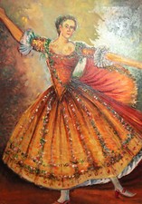 Vintage grande pintura a óleo bailarina comprar usado  Enviando para Brazil