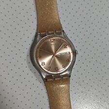 Usado, Vintage Swatch Glistar Relógio Unissex 41mm Ouro Rosa Glitter Dia Data Nova Bateria comprar usado  Enviando para Brazil