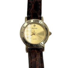 Relógio de quartzo feminino Eternity tom dourado face e moldura pulseira marrom nova bateria, usado comprar usado  Enviando para Brazil