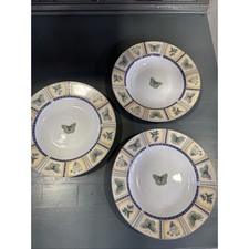 Conjunto de 3 tigelas de sopa Gibson Designs SPRING MONARK 8 1/2" D painéis de plantas borboleta comprar usado  Enviando para Brazil