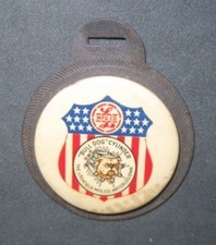 1900s Litchfield Bulldog cilindros pino celulóide relógio de couro fob Waterloo Iowa comprar usado  Enviando para Brazil