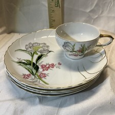 Usado, Conjunto de lanche de porcelana vintage UCAGO Japão 4 pratos e xícaras pintados à mão comprar usado  Enviando para Brazil