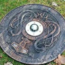 Escudo medieval escudo viking 24" escudo de madeira metal pesado nórdico feito à mão presente comprar usado  Enviando para Brazil