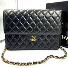 Usado, Bolsa de ombro CHANEL CC Matelasse pele de cordeiro corrente preta vintage autêntica comprar usado  Enviando para Brazil