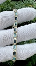 Pulseira de tênis italiana prata esterlina 925 tons de cristal topázio azul 7,5” em perfeito estado comprar usado  Enviando para Brazil