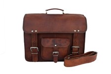 Pasta de couro genuíno 16" bolsa carteiro escritório laptop satchel bolsas de ombro comprar usado  Enviando para Brazil