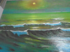 Vagues crepuscule huile d'occasion  Le Donjon