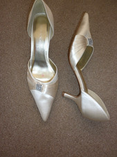 cream satin wedding shoes for sale  LEICESTER