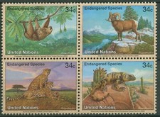 UNO New York 2002 Gefährdete Tiere Faultier Schaf Gepard 890/93 ZD postfrisch comprar usado  Enviando para Brazil