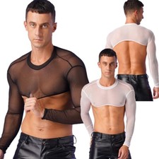 Camiseta Regata Masculina Transparente Crop Meia Camisa Oca Clubwear Moda Malha comprar usado  Enviando para Brazil