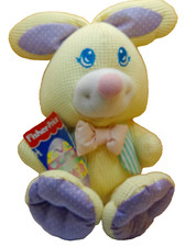 Fisher Price Easter Cozie 1997 #71292 coelho amarelo de pelúcia com etiqueta de papel comprar usado  Enviando para Brazil