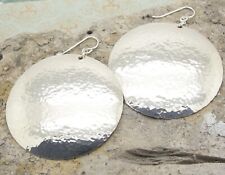 Brincos de prata esterlina 925 martelados disco grande círculo redondo presente comprar usado  Enviando para Brazil