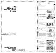 John Deere 322 330 332 430 Traktory trawnikowe i ogrodowe Instrukcja serwisowa PDF, używany na sprzedaż  PL