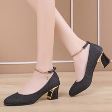 Usado, Sapatos femininos salto baixo robusto salto bloco confortável comprar usado  Enviando para Brazil