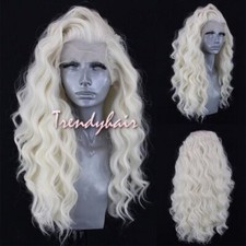 Peruca de fantasia de festa frente de renda cabelo ondulado loiro platina, usado comprar usado  Enviando para Brazil