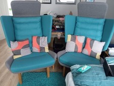 Teal grey archmchair for sale  BASINGSTOKE