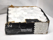 Usado, Lote de 10 azulejos de mosaico MSI Carra branco 2" hexágono afiado malha de mármore montado comprar usado  Enviando para Brazil