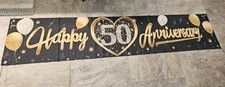 Decorações de banner feliz aniversário de 50 anos de casamento ouro preto 50º aniversário comprar usado  Enviando para Brazil