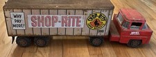 Caminhão de brinquedo Marx ShopRite década de 1950 grande reboque trator de aço prensado entrega de comida comprar usado  Enviando para Brazil