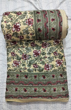 Manta acolchada reversible de invierno de algodón Razai con estampado de bloques hecha a mano india ropa de cama segunda mano  Embacar hacia Mexico
