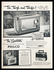 Rádio portátil Sportster 3 vias 1955 por Philco anúncio impresso vintage comprar usado  Enviando para Brazil