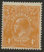 AUSTRÁLIA SG22w 4d Laranja KGV Cabeça com Invertido Wmk Fine Estado Perfeito Gato £50 comprar usado  Enviando para Brazil