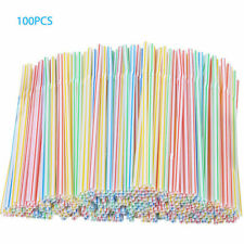 100x Canudos Plásticos Flexíveis Dobráveis Palha Reutilizável Bebidas Festa de Aniversário comprar usado  Enviando para Brazil