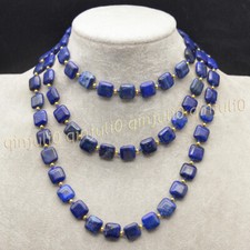 Usado, Colar de contas de pedra preciosa quadrada plana lápis-lazúli azul natural 12 mm 14-100 polegadas comprar usado  Enviando para Brazil