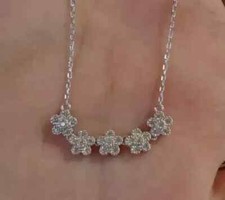 Usado, Pingente de flor 18" 2,24 CT redondo simulado diamante folheado a ouro branco 14K comprar usado  Enviando para Brazil