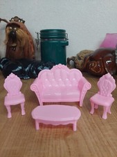 Dollhouse Living Room Sofa Table 2 Chairs Pink Plastic comprar usado  Enviando para Brazil