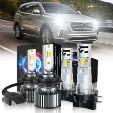 Faróis LED 4X CSP LED lâmpadas de feixe alto baixo branco para Hyundai Santa Fe 2010-2012 comprar usado  Enviando para Brazil