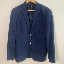 Jaqueta blazer H&M 40R slim fit esporte azul marinho algodão linho leve  comprar usado  Enviando para Brazil