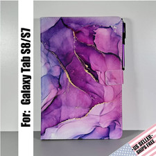 Capa folio projetada para Galaxy Tab S8/S7: mármore rosa e roxo | Couro sintético comprar usado  Enviando para Brazil