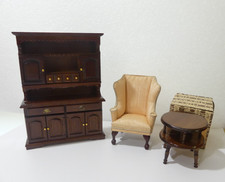 MESA CADEIRA CABANA MADEIRA ESCURA MINIATURA CASA DE BONECAS 1:12 Concord Miniatures 1" a 1' comprar usado  Enviando para Brazil