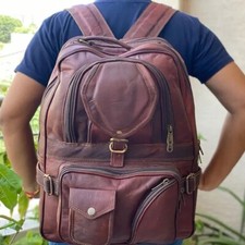 Usado, Mochila de couro real grande 17" masculina laptop vintage satchel viagem genuína comprar usado  Enviando para Brazil