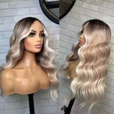 Perucas frontais de renda 100% cabelo humano loiro platina morango loiro destaques comprar usado  Enviando para Brazil