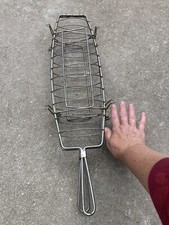 Cesta de grelha de peixe vintage de metal - para fogueira BREVETE S. G. D. G. 26” X 6” comprar usado  Enviando para Brazil