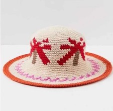 Chapéu balde de crochê Free People Palm Springs vermelho coco feito à mão novo sem etiquetas $68 comprar usado  Enviando para Brazil