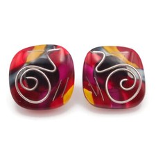 Brincos pós-moda design redemoinho fio tom prata resina epóxi multicolorida  comprar usado  Enviando para Brazil