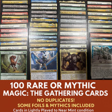 100 cartas raras ou míticas de magia: The Gathering – sem duplicatas! Algumas folhas e mito comprar usado  Enviando para Brazil