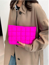 Usado, Bolsa cosmética acolchoada multiuso moda rosa quente bolsa de mão de mão casual comprar usado  Enviando para Brazil
