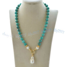 Collar Colgante de Perlas Barrocas Keshi con Cuentas Blanco Keshi Verde Turquesa Natural segunda mano  Embacar hacia Mexico