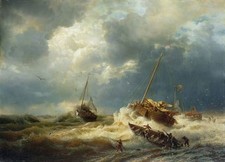 Petróleo andreas achenbach navios em uma tempestade na costa holandesa paisagem marítima e canoas de navios comprar usado  Enviando para Brazil